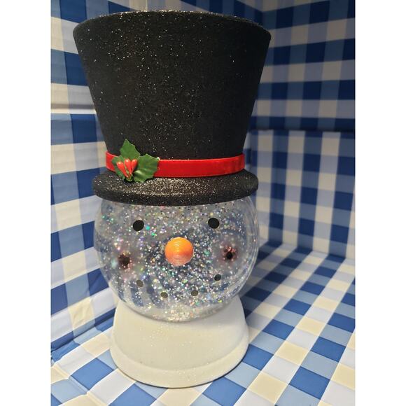 BBW Water Globe Snowman Pedestal Large 3 Wick Candle Holder Home Fragrance Decor